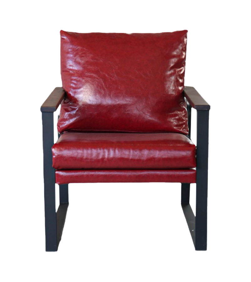 AN304 Single chair with stylish wooden armrests and leather