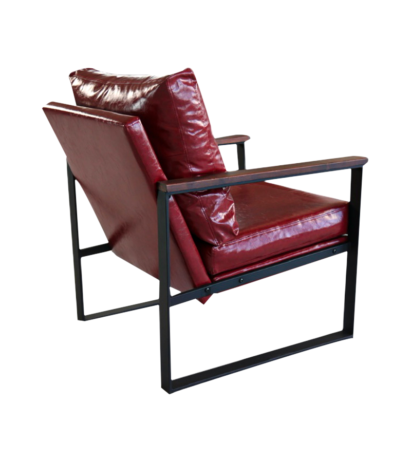 AN304 Single chair with stylish wooden armrests and leather