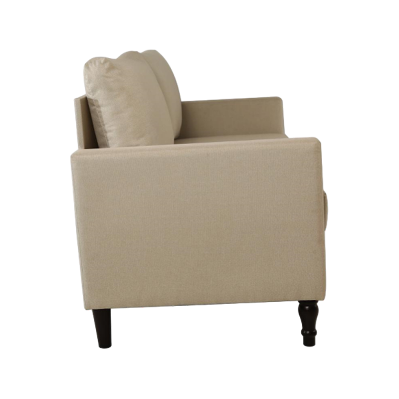 Linen Fabric Solid Wood Legs Wooden Frame Three-Seat Modular Sofa