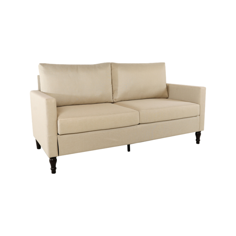 Linen Fabric Solid Wood Legs Wooden Frame Three-Seat Modular Sofa